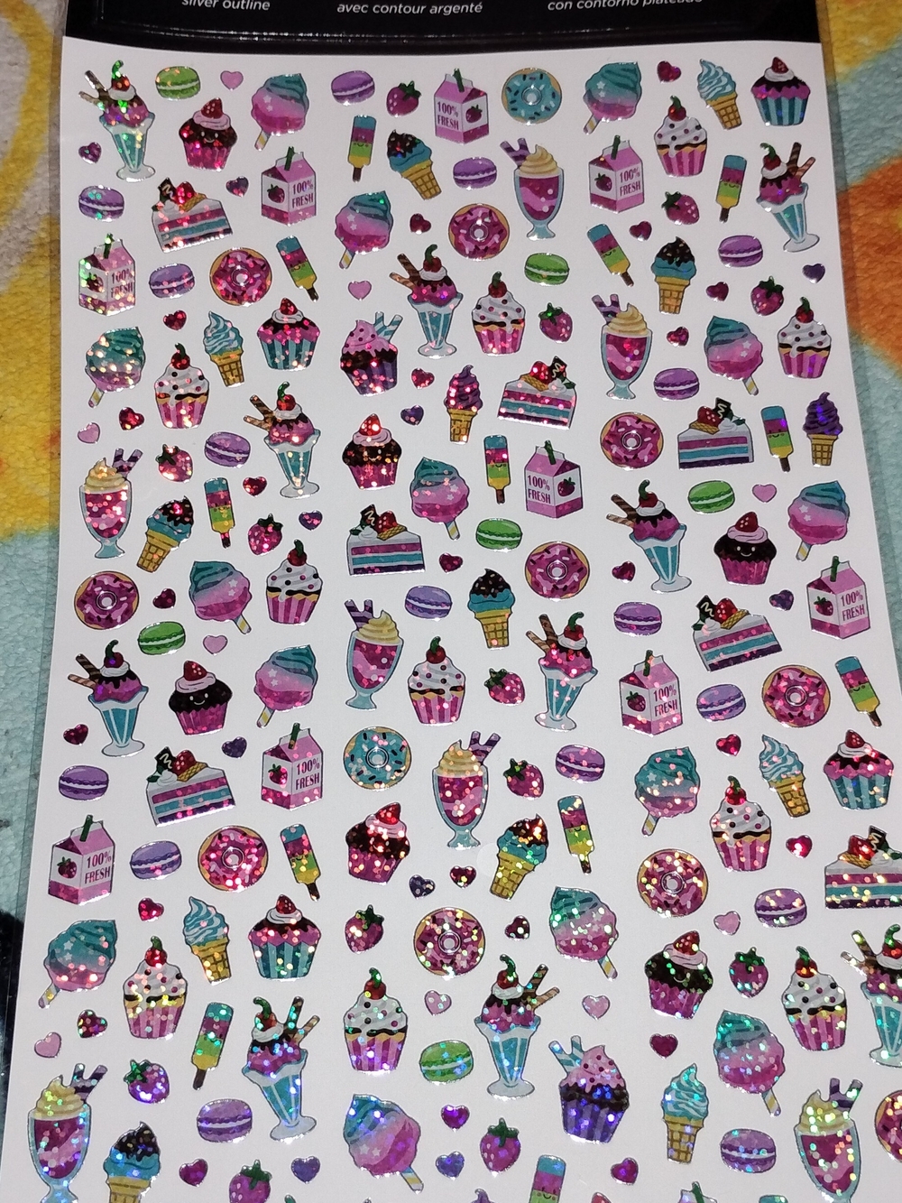 Assorted Dessert Holographic Stickers - Pink, Purple & Teal 4 for $10